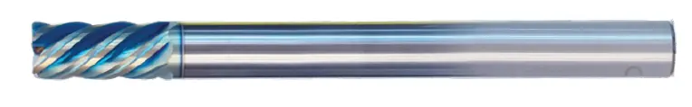 1/4" End Mill Long Reach Single End Square; Flute Length 3/4" Oal 4" - 5 Flutes Sky Coat - Hot Mill 1