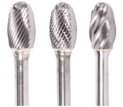 1/4" Se Shape Carbide Burr. Single Cut Oval Shape. Loc 3/8" Shank Od 1/4" Oal 2" - Uncoated 1