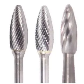 1/8" Sh Shape Carbide Burr. Single Cut Flame Shape. Loc 1/4" Shank Od 1/8" Oal 1-1/2" - Uncoated 1