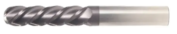 1" End Mill Single End Ball. Extra Long Length. Flute Length 3" Oal 6" - 2 Flutes Altin Coated 1