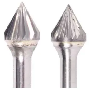 1" Sj Shape Carbide Burr. Single Cut Deburring 60 Degree Included. Loc 15/16" Shank Od 1/4" Oal 2-1/2" - Uncoated 1