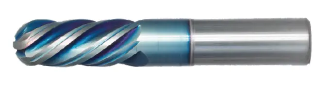 13/16" End Mill Single End Ball Nose; Flute Length 1-3/4" Oal 4" - 5 Flutes Sky Coat - Hot Mill 1