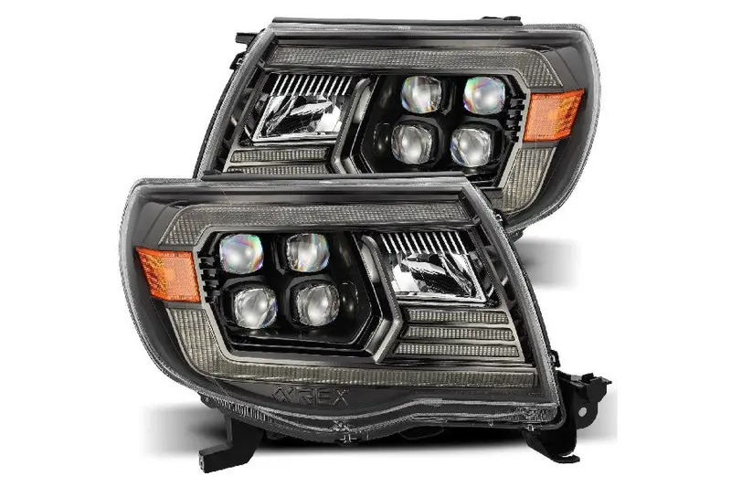 2005-11 Toyota Tacoma Alpharex Nova Series Led Projector Headlights - Alpha Black 1