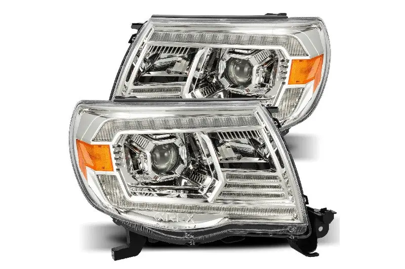 2005-11 Toyota Tacoma Alpharex Pro Series Halogen Projector Headlights - Chrome 1