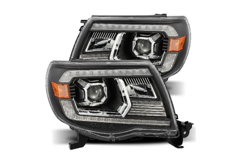 2005-11 Toyota Tacoma Alpharex Pro Series Led Halogen Projector Headlights - Black 1
