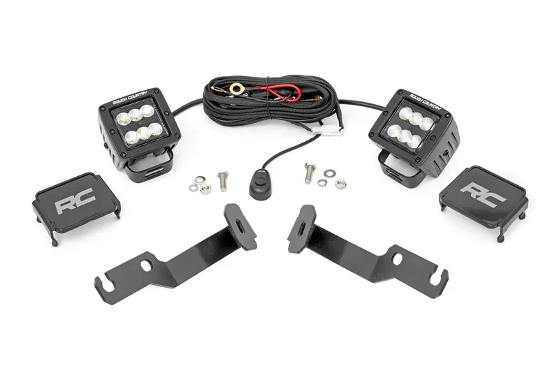 2005-15 Toyota Tacoma Rough Country Low-Profile Led Light Ditch Light Kit, Black Series Flood 2