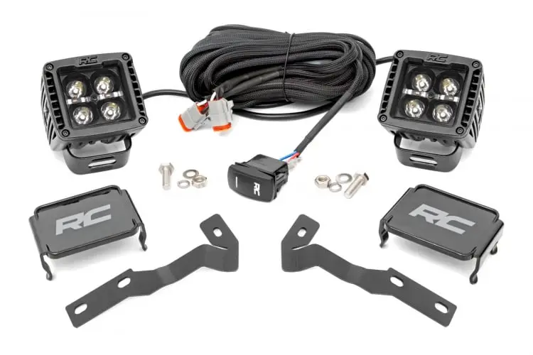 2005-15 Toyota Tacoma Rough Country Low-Profile Led Light Ditch Light Kit, Black Series W/ White Drl 1