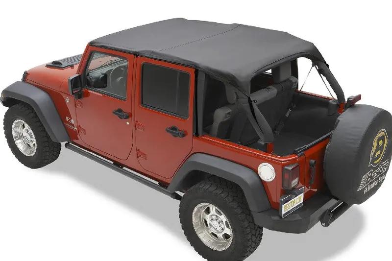 2010-18 Jeep Wrangler Jk 4-Door Bestop Header Extended Safari Style Bikini Top - Black Diamond 1