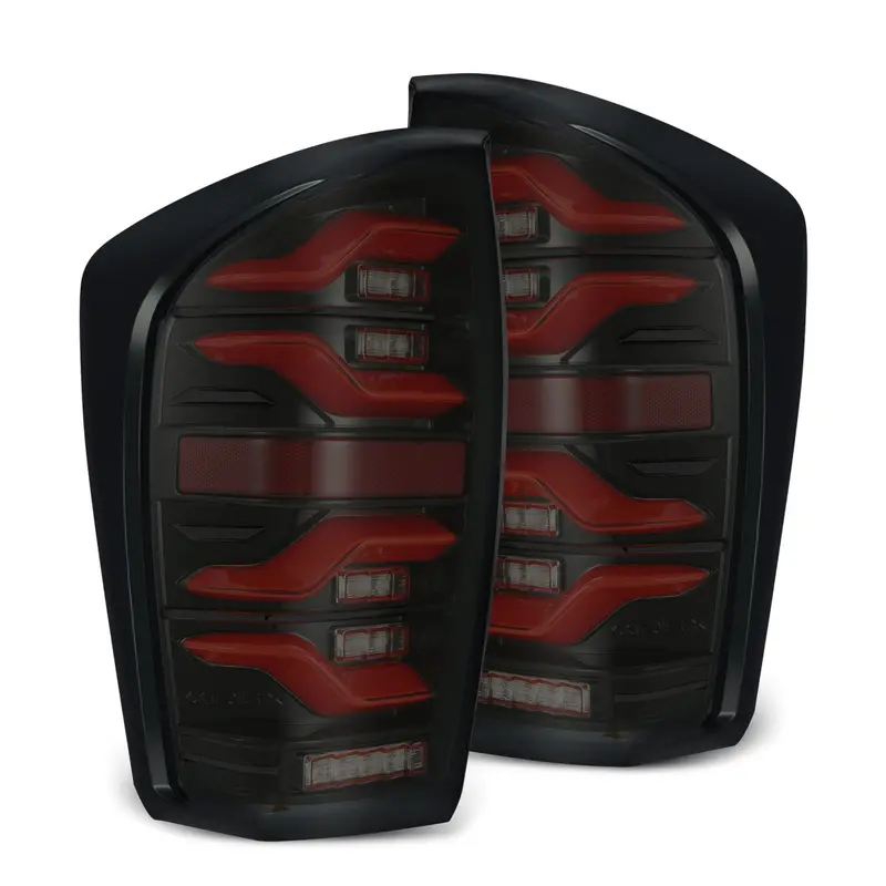 2016-23 Toyota Tacoma Alpharex Luxx-Series Led Tail Lights Black-Red 1
