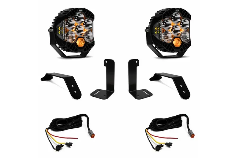 2018-26 Jeep Wrangler Jl/Gladiator Jt Baja Designs Dual Lp6 Series Bumper Light Kit W/ Upfitter Harness 1