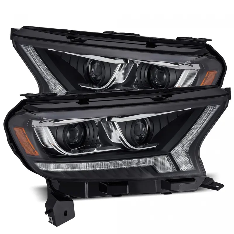 2019-23 Ford Ranger Alpharex Pro-Series Halogen Projector Headlights Black 1