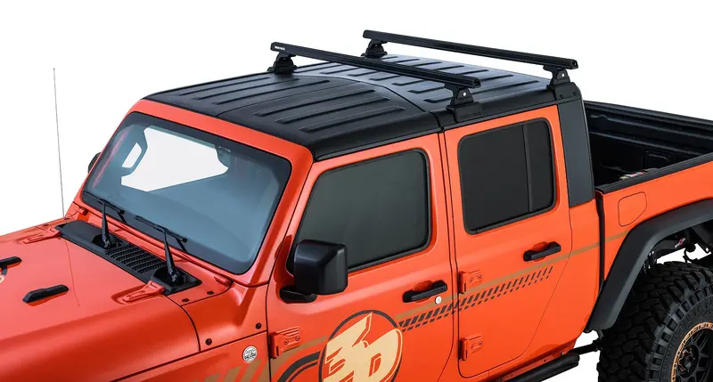 2020-26 Jeep Gladiator Jt Rhino Rack Heavy Duty Black 2 Bar Roof Rack W/ Backbone And Rlt600 Legs 1