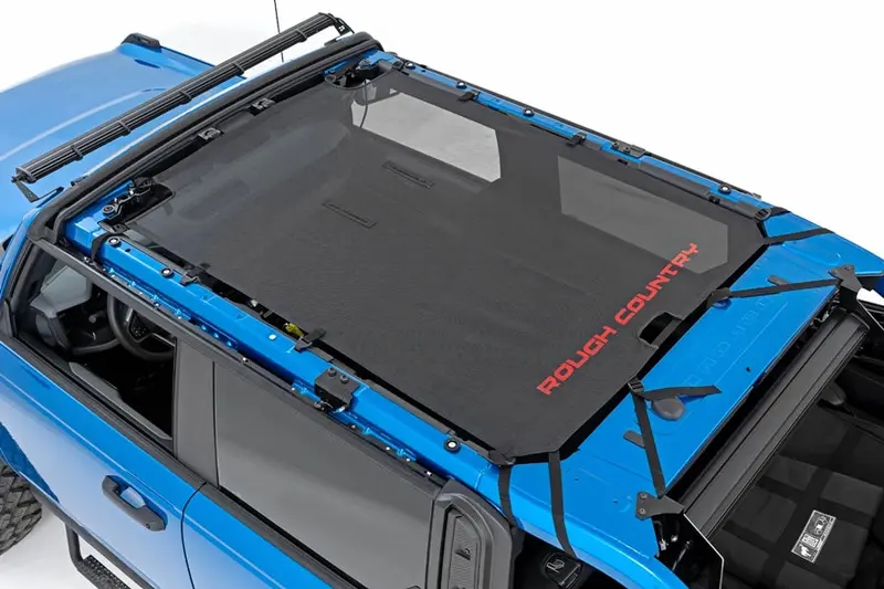 2021-25 Ford Bronco 4Dr Rough Country Mesh Bikini Top Plus, Black 1