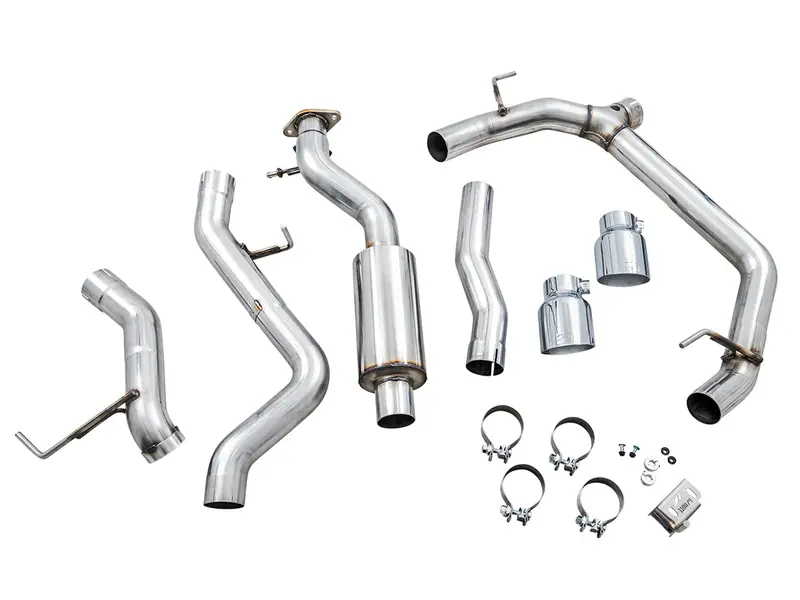 2021-25 Ford Bronco Awe 0Fg Catback Exhaust W/ Bashguard™ - Dual 4.5In Chrome Silver Tips 1