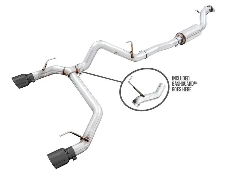 2021-25 Ford Bronco Awe 0Fg Catback Exhaust W/ Bashguard™ - Dual 4.5In Diamond Black Tips 1