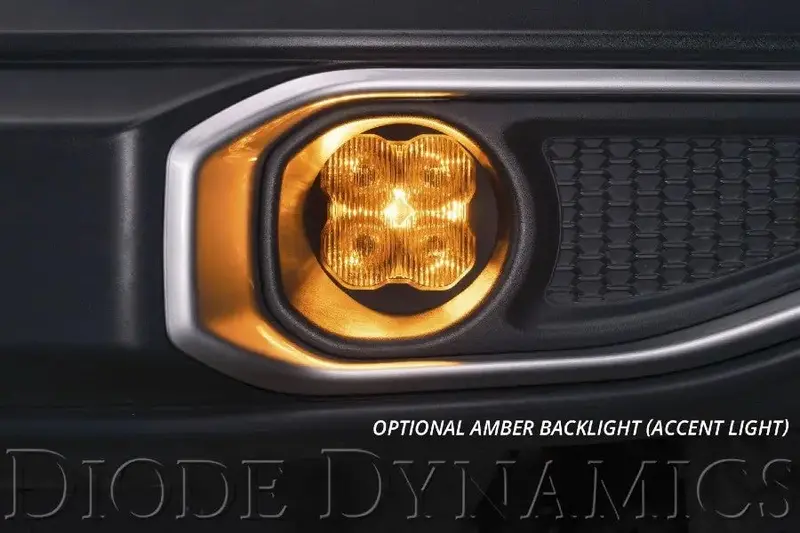 2021-25 Ford Bronco Diode Dynamics 3In Ss3 Pro Type As Fog Light Kit, Sae/Dot - Yellow W/ Amber Backlight 2