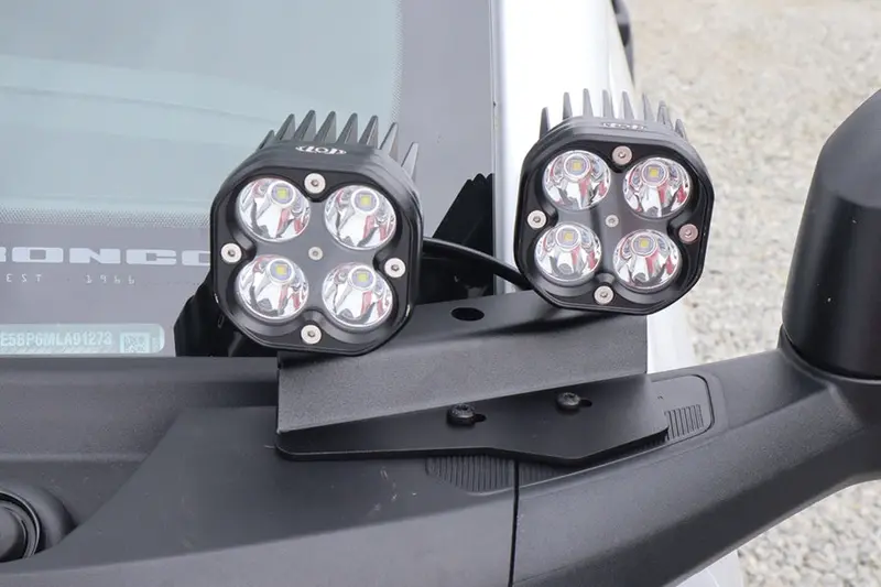 2021-25 Ford Bronco Lod Offroad Black Ops Double A-Pillar Base Light Mount, Bare Steel 1