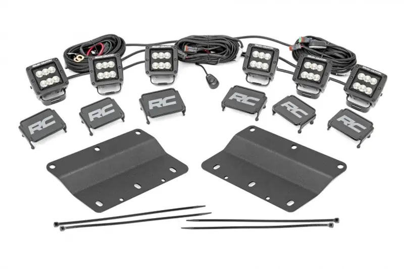 2021-25 Ford Bronco Rough Country Triple 2In Cube Fog Light Mount Kit, Black, Pair 1