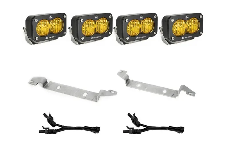 2022-24 Toyota Tundra Baja Designs S2 Sport Dual Fog Pocket Light Kit, Wide Cornering/Amber 1