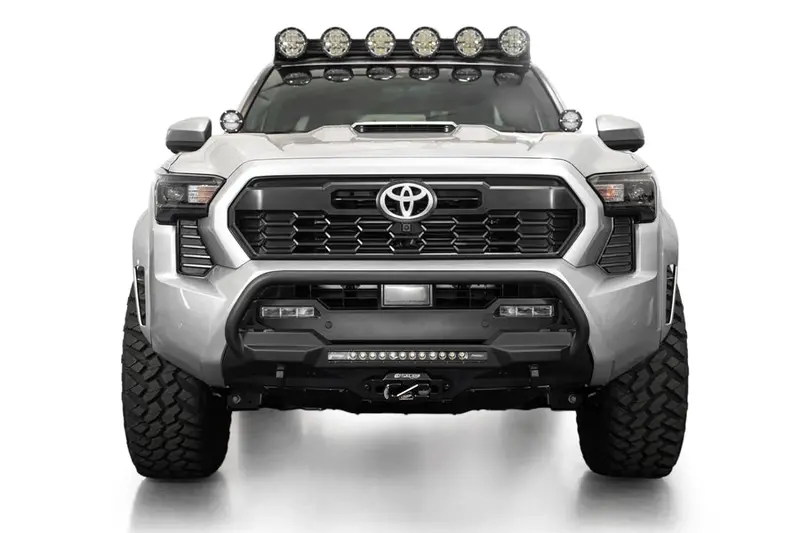2024-25 Toyota Tacoma Addictive Desert Designs Stealth Center Mount Winch Front Bumper W/ Top Hoop 2