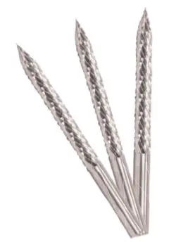 3/16" Carbide Tire Burrs Set (3 Pieces Per Set). Cutting Length 2" Shank Od 3/16" Oal 3" - Uncoated 1