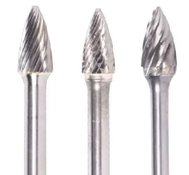 3/16" Sg Shape Carbide Burr. Single Cut Pointed Tree. Loc 1/2" Shank Od 3/16" Oal 2" - Uncoated 1