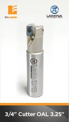 3/4" Endmill Cutter Flute Length 1.125" Oal 3.25" Pockets: 2 With 20 Fm Inserts Apkt 100304 1