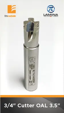 3/4" Endmill Cutter Flute Length 1.25" Oal 3.5" Pockets: 3 With 30 Fm Inserts Apkt 100304 1