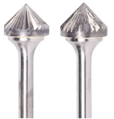 5/8" Sk Shape Carbide Burr. Single Cut Deburring 90 Degree Included. Loc 5/16" Shank Od 1/4" Oal 2-3/8" - Uncoated 1