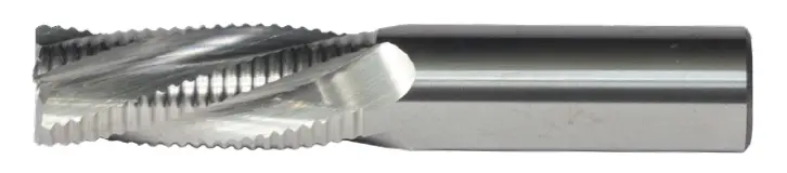 9/16" End Mill Hog Mill Single End. Medium Pitch Knuckle Rougher. 25 Degree Helix. Chamfer Width .025" - Shank Od 9/16" Loc 1-1/4" Oal 3-1/2" - 4 Flutes - Uncoated 1