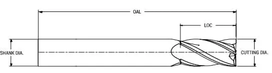 9.5Mm End Mill Standard Length. Single End Square. Shank Od 10Mm Flute Length 22Mm Oal 70Mm - 3 Flutes - Ticn Coat 2