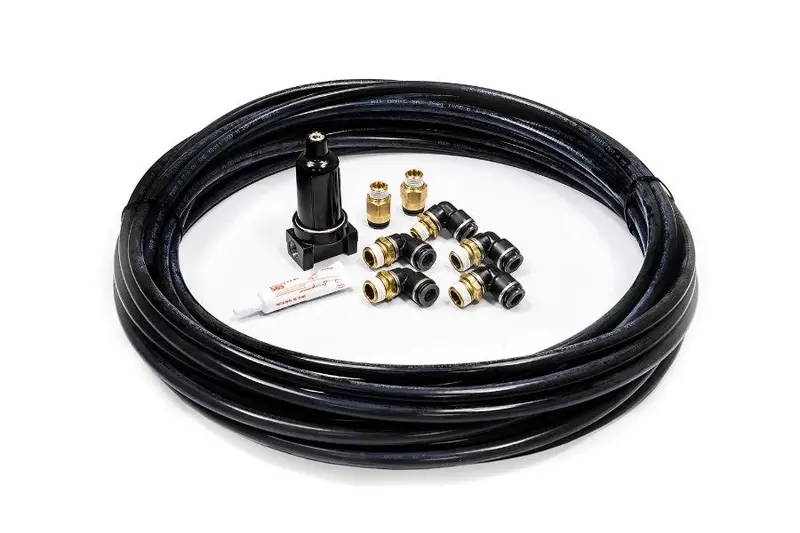Accuair Suspension 3/8In Dot/Ptc Fitting Kit, 50Ft Airline, 3/8In Npt For Air Springs, Aluminum Filter/Trap 1