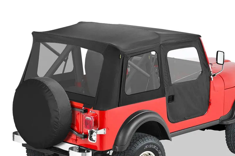 Bestop Supertop Classic Squareback Soft Top - Black Denim W/ Clear Window - Cj5 1
