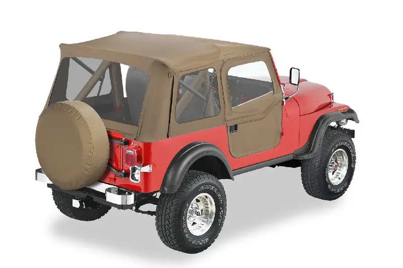 Bestop Supertop Classic Squareback Soft Top - Tan W/ Clear Window - Cj5 1