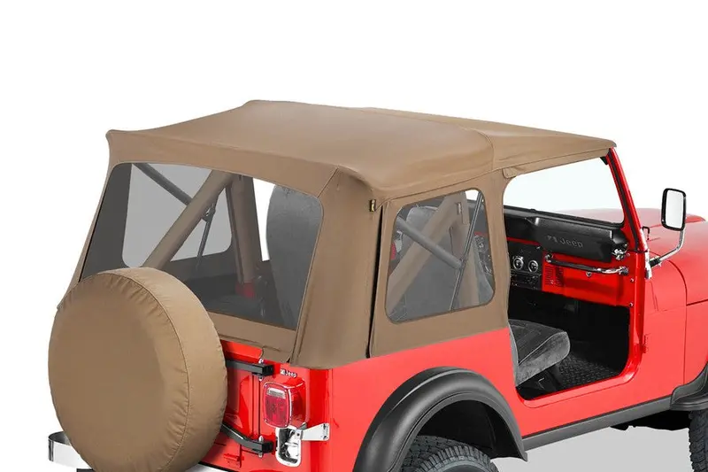 Bestop Supertop Classic Squareback Soft Top Tan W/ Clear Windows - Cj7/Yj 1