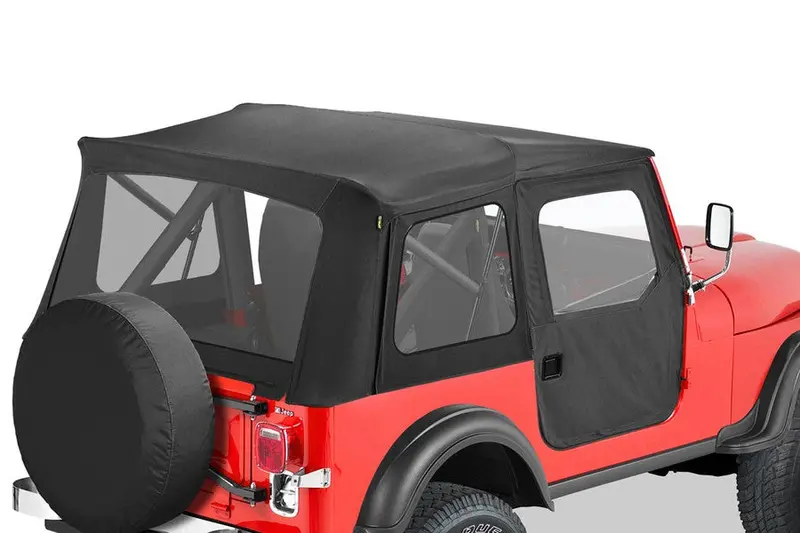 Bestop Supertop Classic Squareback Soft Top W/ Clear Windows - Black Crush - Cj5 1