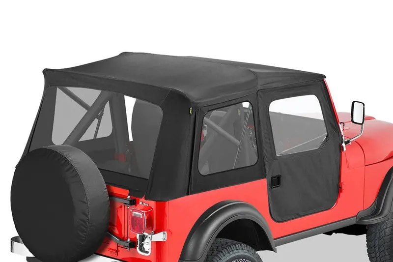 Bestop Supertop Classic Squareback Soft Top W/ Clear Windows - Black Denim - Cj5 1