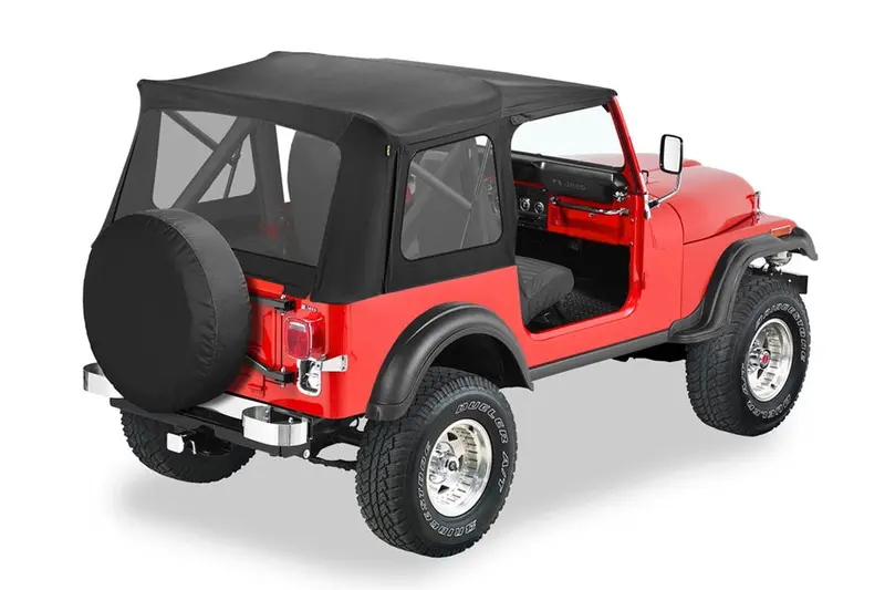 Bestop Supertop Classic Squareback Soft Top W/ Tinted Windows, Black Denim - Yj/Cj7 1