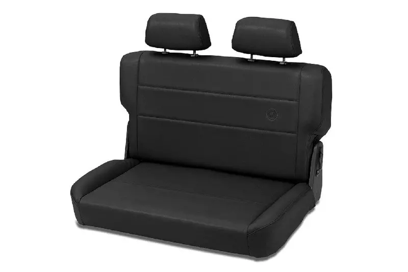Bestop Trailmax Ii Fold-N-Tumble Rear Bench Seat - All Vinyl, Black Denim - Cj3/Cj5/Cj7/Yj 1