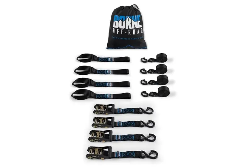 Borne Off Road Heavy-Duty Ratchet Tie-Down Kit - 4-Pack - Black 1