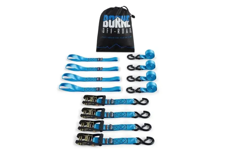 Borne Off Road Heavy-Duty Ratchet Tie-Down Kit, 4-Pack, Blue 1