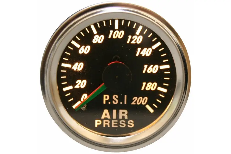Bulldog Winch Dual Air Pressure Gauge 2.0In, Mechanical, 0-200Psi 1