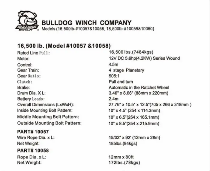 Bulldog Winch Hd Winch W/80Ft Synthetic Rope - 16500Lb 2