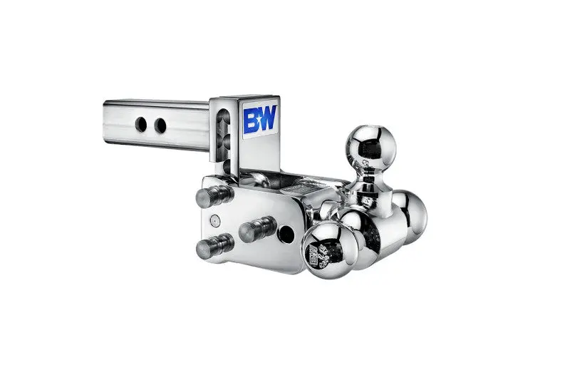 B&W Tow & Stow 2In Tri-Ball Receiver Hitch, Chrome, 3In Drop-3.5In Rise 1