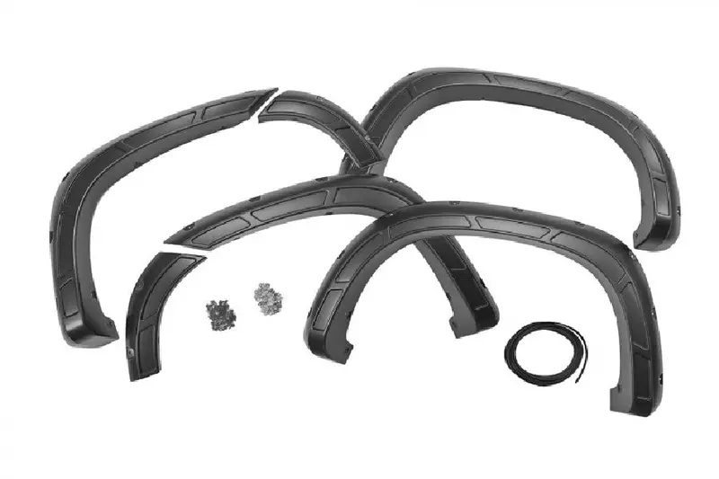 Chevy Silverado 1500 Rough Country Defender Pocket Fender Flares - Flat Black 1