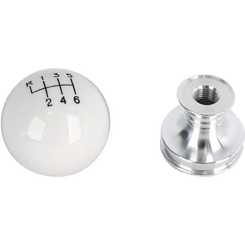 Cue Ball Shift Knob With Billet Collar (White) 1