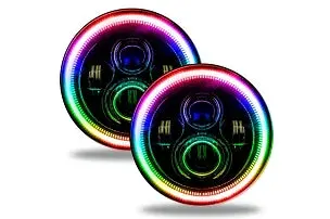 Jeep Wrangelr Jk Oracle  7In High Powered Led Headlights - Black Bezel - Dynamic Colorshift 1