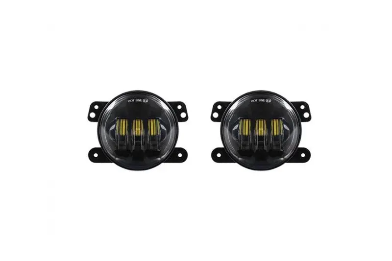 Jeep Wrangler Jk, Tj & Cj Quake Led 4In Fog Light W/ Black Reflector - Rgb Accent 1