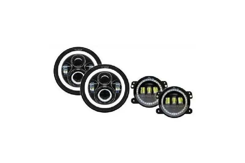 Jeep Wrangler Jk, Tj & Cj Quake Led 7In Headlights/Fog Lights - White And Amber Turn Signals 1