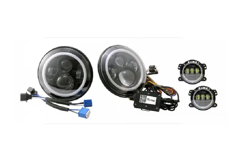 Jeep Wrangler Jk, Tj & Cj Quake Led 7In High/Low Headlights W/ 30 Watt Fog Lights - Rgb Accent 1